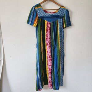 Womens Daffodil Dress Blue Floral Striped Medium